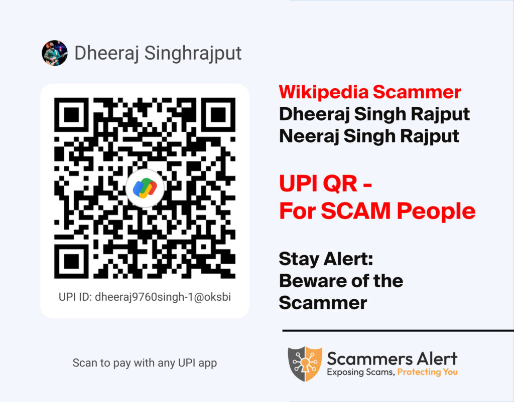 wikipedia scammer neeraj singh upi qr code, neeraj singh rajput upi scam qr code, fake pr scammer upi qr